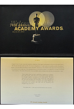 74th Oscar Verleihung Programm - Academy Awards
